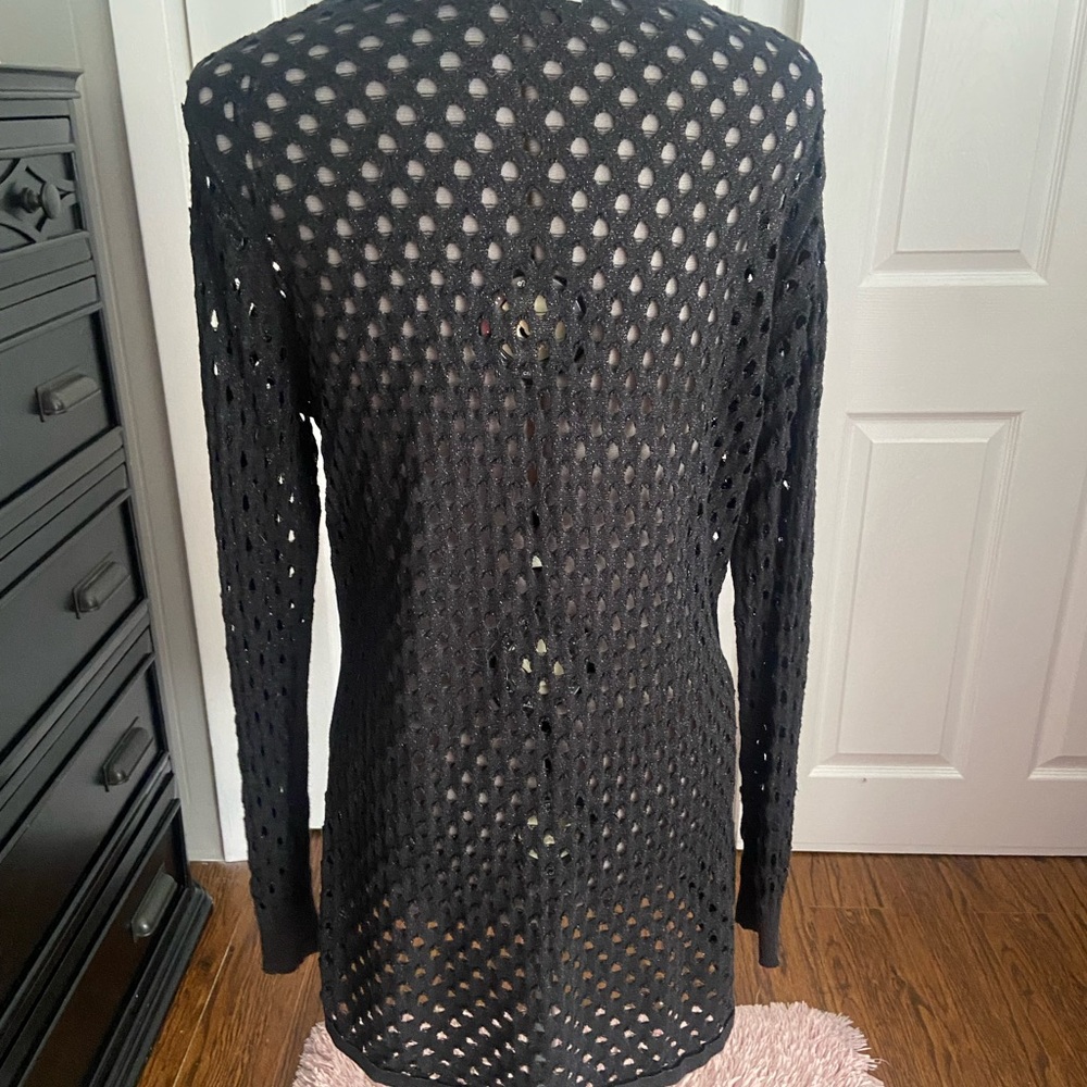 Rock & Republic Black Crochet Long Sleeve Top - Picture 2 of 3